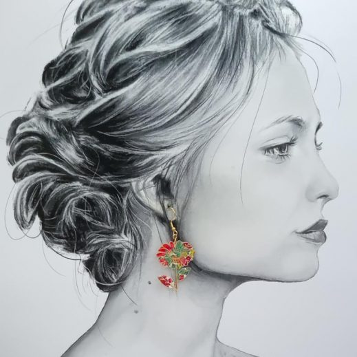 Boucles d'oreilles vache et marguerite en TISSU liberty Margareth Annie fushia Boucles d'oreilles vache et marguerite en TISSU liberty Margareth Annie fushia