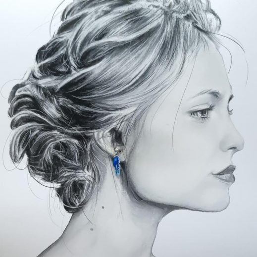 Boucles d'oreilles Mini loup et mini plume en Tissu petit Pan Hanako bleu Boucles d'oreilles Mini loup et mini plume en Tissu petit Pan Hanako bleu