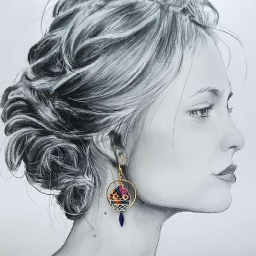 Boucle d'oreille Cupcake Kawaï à l'unité en TISSU Ciara pétrole Boucle d'oreille Cupcake Kawaï à l'unité en TISSU Ciara pétrole