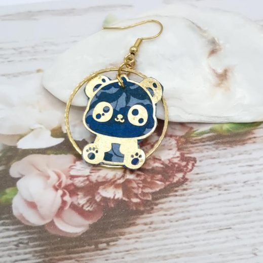 Boucle d'oreille panda Kawaï à l'unité en TISSU Betsy Colvert