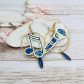 Boucles d'oreilles micro et double-croches en TISSU liberty Pep bleu