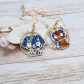 Boucles d'oreilles chien et chat Kawaï en TISSU japonese butterfly blue