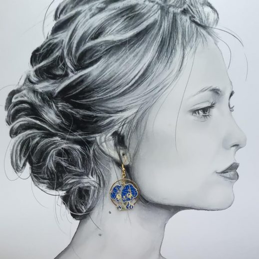 Boucles d'oreilles chien et chat Kawaï en TISSU japonese butterfly blue Boucles d'oreilles chien et chat Kawaï en TISSU japonese butterfly blue