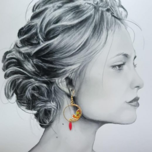 Boucles d'oreilles chats en Tissu Liberty Ciara fushia Boucles d'oreilles chats en Tissu Liberty Ciara fushia