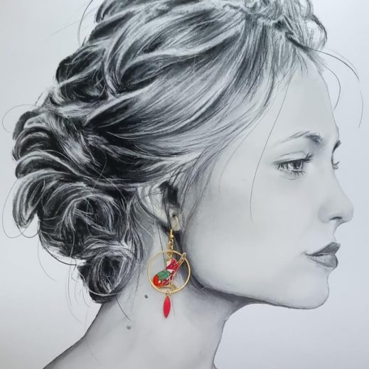 Boucles d'oreilles chats en Tissu Liberty Ciara fushia Boucles d'oreilles chats en Tissu Liberty Ciara fushia