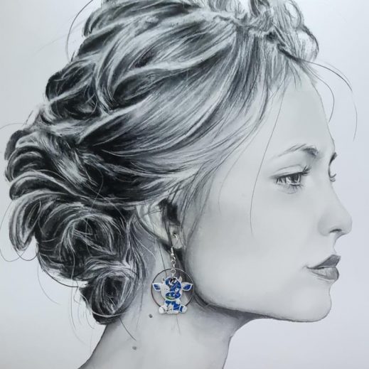 Boucles d'oreilles vache et marguerite en TISSU japonese butterfly blue Boucles d'oreilles vache et marguerite en TISSU japonese butterfly blue