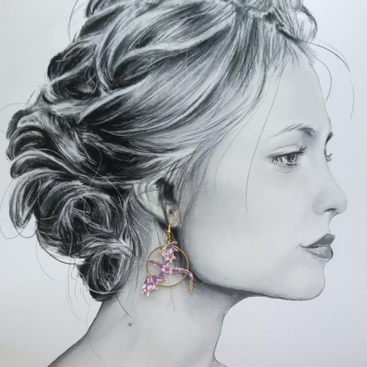 Boucles d'oreilles dragons en Petit Pan Hanako violet Boucles d'oreilles dragons en Petit Pan Hanako violet