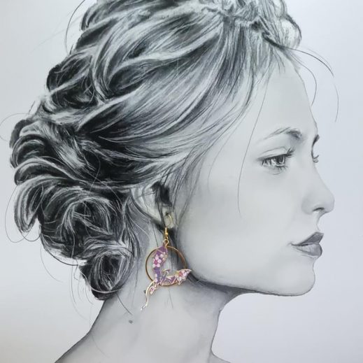 Boucles d'oreilles dragons en Petit Pan Hanako violet Boucles d'oreilles dragons en Petit Pan Hanako violet