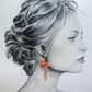 Boucles d'oreilles grand colibri et fleurs en TISSU liberty Margareth Annie fushia