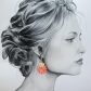 Boucles d'oreilles oiseau hirondelle et fleurs en TISSU Petit Pan fluo