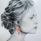 Boucles d'oreilles oiseau hirondelle et fleurs en TISSU Petit Pan fluo