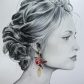 Boucles d'oreilles grand colibri et fleurs en TISSU liberty Mitsi valéria Rubis