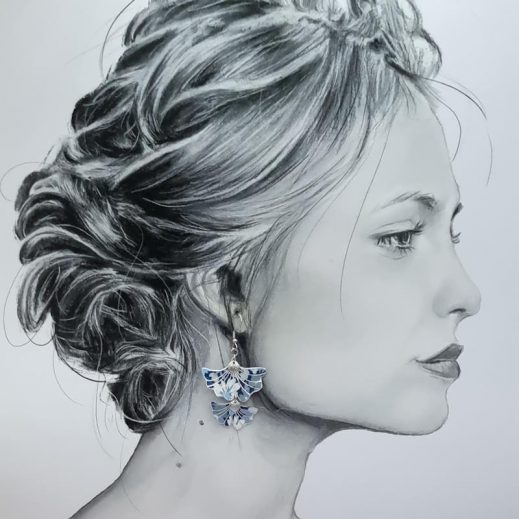 Boucles d'oreilles Papillon et Gingko en liberty Thorpe Barjavel Boucles d'oreilles Papillon et Gingko en liberty Thorpe Barjavel