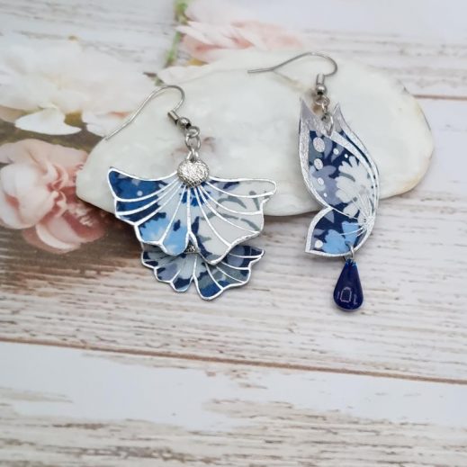 Boucles d'oreilles Papillon et Gingko en liberty Thorpe Barjavel