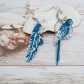 Boucles d'oreilles Perroquet et plumes en liberty Maya bleu