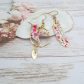 Boucles d'oreilles oiseau colibri et plume en liberty Phoebe fuchsia
