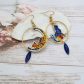 Boucles d'oreilles chats en tissus japonese butterfly blue