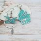Boucles d'oreilles oiseau hirondelle et fleurs de cerisier en TISSU liberty Capel Mint