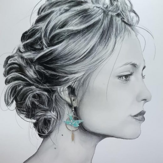 Boucles d'oreilles oiseau hirondelle et fleurs de cerisier en TISSU liberty Capel Mint Boucles d'oreilles oiseau hirondelle et fleurs de cerisier en TISSU liberty Capel Mint