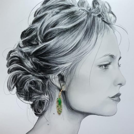 Boucles d'oreilles oiseau et plume en liberty David Joe Naturel Boucles d'oreilles oiseau et plume en liberty David Joe Naturel