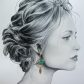 Boucles d'oreilles oiseau et plume en liberty Strawberry thief vert