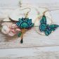 Boucles d'oreilles Papillon et lotus en Tissu petit Pan Wasabi vert