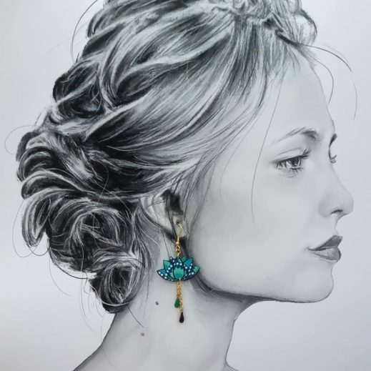 Boucles d'oreilles Papillon et lotus en Tissu petit Pan Wasabi vert Boucles d'oreilles Papillon et lotus en Tissu petit Pan Wasabi vert