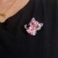 Broche Kawaï Chat en Tissu liberty Phoebe rose