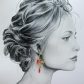 Boucles d'oreilles colibri et fleur Arum en liberty Margareth Annie fushia