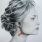 Boucles d'oreilles chats en tissus japonais moiré rouge