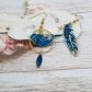 Boucles d'oreilles oiseau et plume en liberty maya bleu
