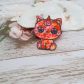 Broche Kawaï Caticorne en petit pan Calendula rose orange