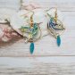 Boucles d'oreilles colibris en TISSU japonais sakura bleu