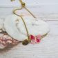 Bracelet ajustable acier doré avec papillon en TISSU Petit Pan OSAMI rose