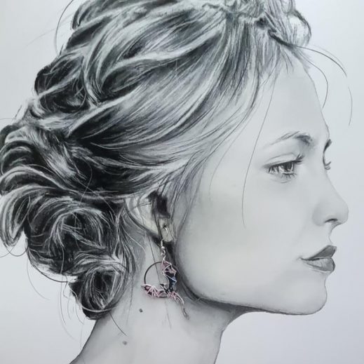 Boucles d'oreilles dragons taille moyenne en liberty Star anisé violet Boucles d'oreilles dragons taille moyenne en liberty Star anisé violet