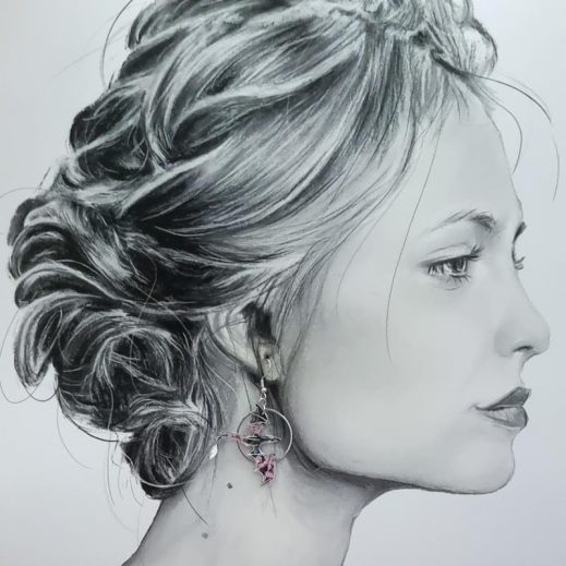 Boucles d'oreilles dragons taille moyenne en liberty Star anisé violet Boucles d'oreilles dragons taille moyenne en liberty Star anisé violet