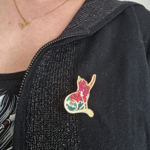 Broche Chat en liberty Ciara Fushia Broche Chat en liberty Ciara Fushia