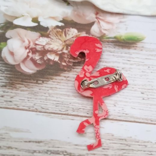 Broche Flamant rose en liberty Capel saumon Broche Flamant rose en liberty Capel saumon