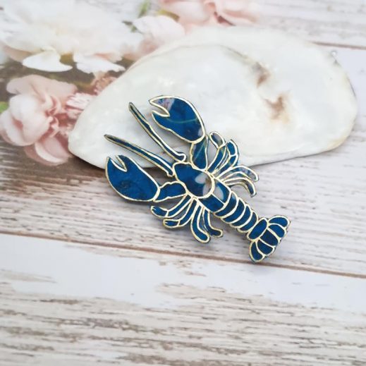 Broche Homard en TISSU Liberty Maïa bleu