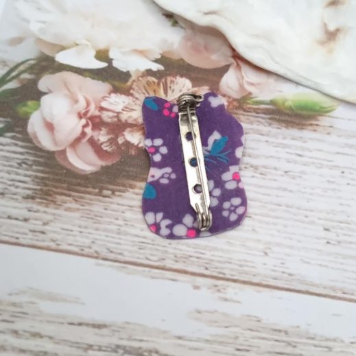 Broche chat Bonheur en TISSU Petit Pan Hanako violet Broche chat Bonheur en TISSU Petit Pan Hanako violet