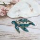 Broche tortue en TISSU liberty Strawberry thief émeraude