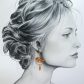 Boucles d'oreilles oiseau et plume en TISSU Sakura ocre et saumon