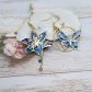 Boucles d'oreilles papillon et lys en liberty Straweberry thief majorelle