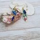 Boucles d'oreilles oiseau et plume en TISSU liberty Poppy and Daisy canard