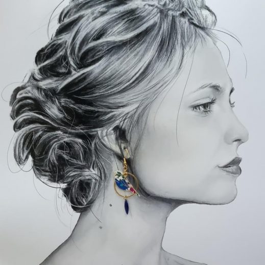 Boucles d'oreilles oiseau et plume en TISSU liberty Poppy and Daisy canard Boucles d'oreilles oiseau et plume en TISSU liberty Poppy and Daisy canard