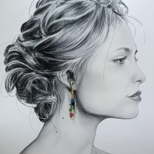 Boucles d'oreilles oiseau et plume en TISSU liberty Poppy and Daisy canard Boucles d'oreilles oiseau et plume en TISSU liberty Poppy and Daisy canard