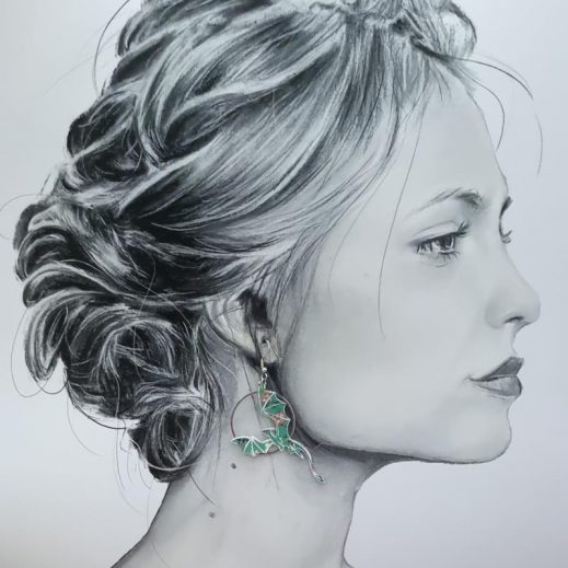 Boucle d'oreille à l'UNITE Dragon en liberty Donna leigh jade Boucle d'oreille à l'UNITE Dragon en liberty Donna leigh jade