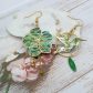 Boucles d'oreilles colibri et fleur de cerisier en liberty fields of eden vert