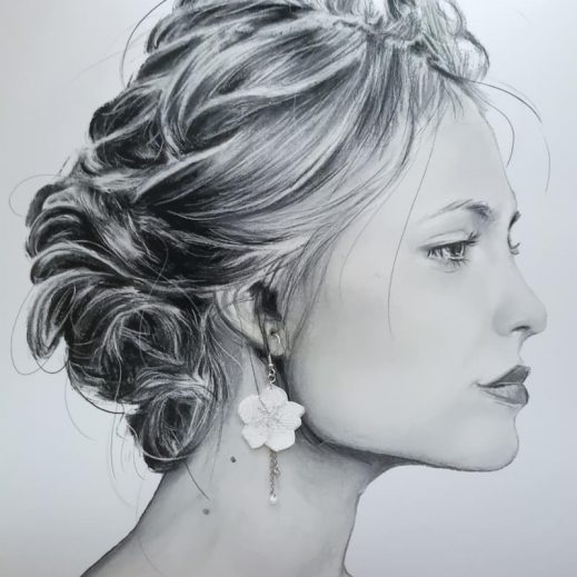 Boucles d'oreilles colombe et fleurs de cerisier en TISSU Liberty IANTHE Boucles d'oreilles colombe et fleurs de cerisier en TISSU Liberty IANTHE