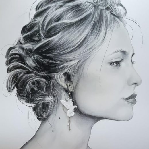 Boucles d'oreilles colombe et fleurs de cerisier en TISSU Liberty IANTHE Boucles d'oreilles colombe et fleurs de cerisier en TISSU Liberty IANTHE